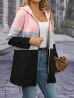 Veste À Capuche Colorblock Avec Coupe Standard Pour Femme | Idéale Pour La Mi-Saison