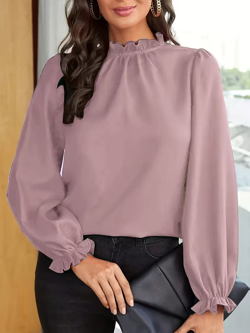 Blouse À Col Volanté Et Manches Bouffantes Pour Femmes | Idéal Pour Usage Quotidien Ou Occasions Décontractées