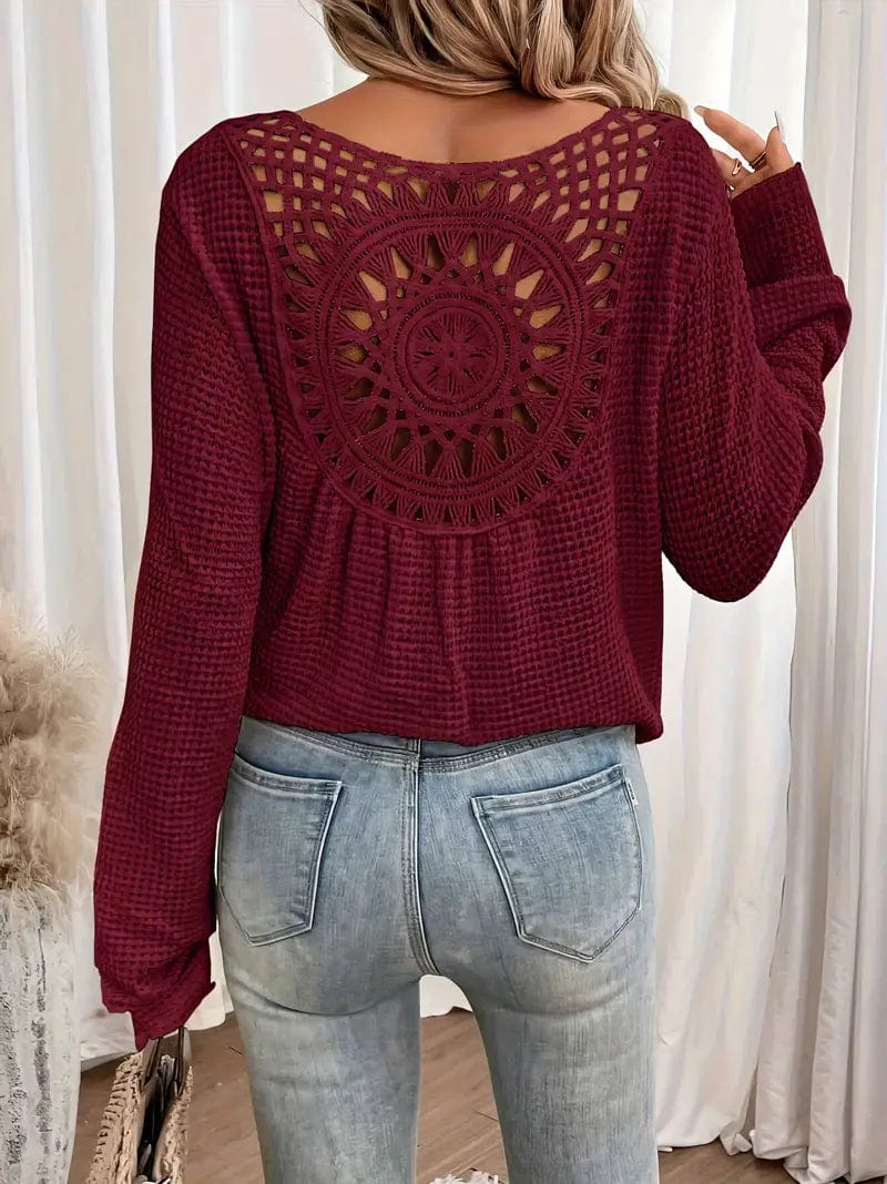 Pull À Col En V En Maille Gaufrée Pour Femme | Idéal Pour La Mi-Saison