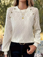 Blouse À Manches Longues Avec Motif Texturé Et Col Rond Pour Femmes | Idéal Pour Un Usage Quotidien