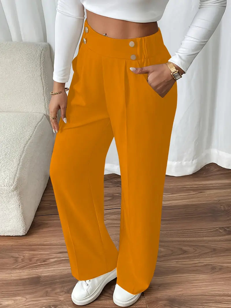 Pantalon Large À Taille Élastique Avec Poches Latérales Pour Femme | Idéal Pour Usage Quotidien