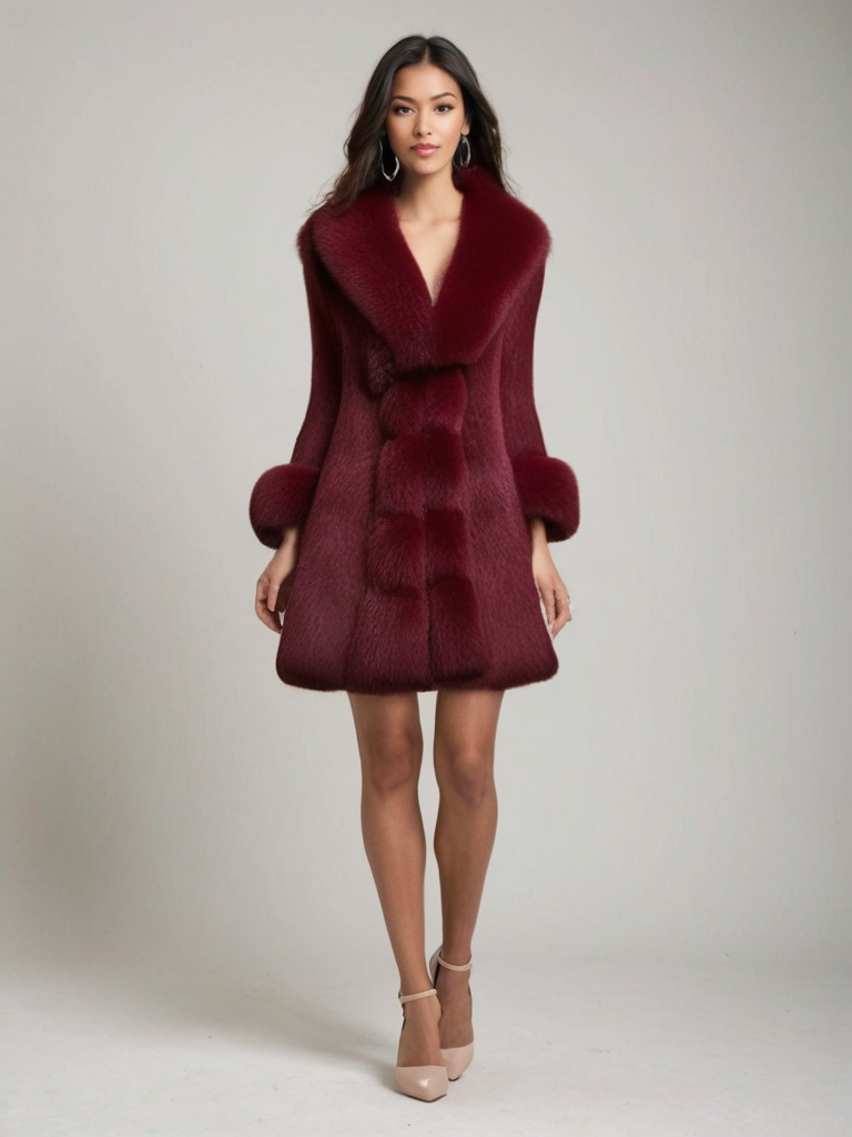 Manteau d’Hiver Long avec Col Contrasté pour Femmes | Idéal pour la Saison Froide