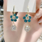 Boucles D’Oreilles avec Pendentif Fleur Cristal pour Femme | Idéal pour Les Occasions Spéciales