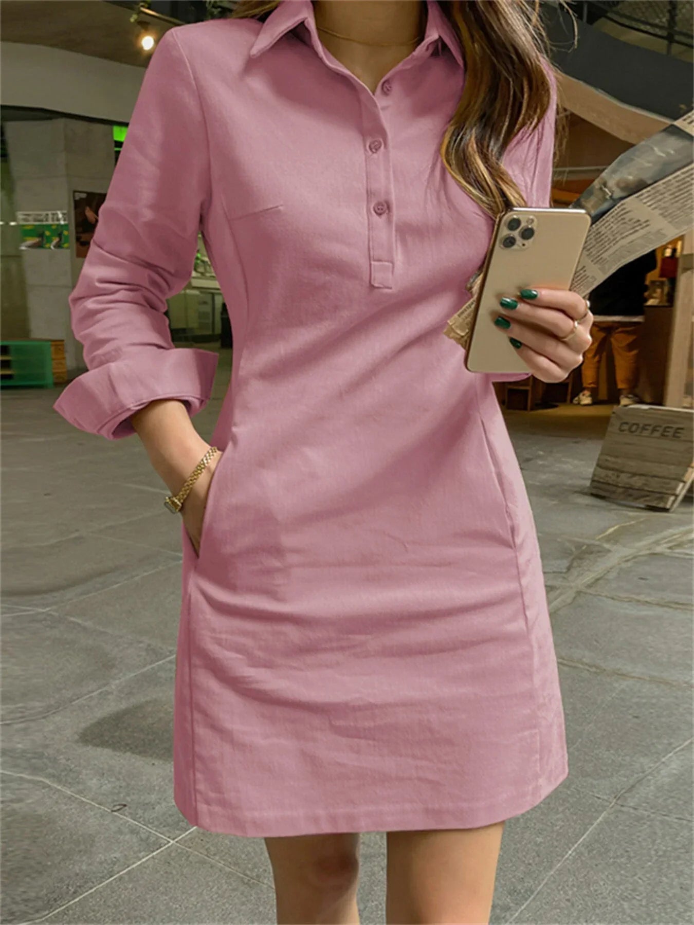 Robe Décontractée Avec Manches Longues Et Poches Pour Femmes | Idéale Pour Usage Quotidien