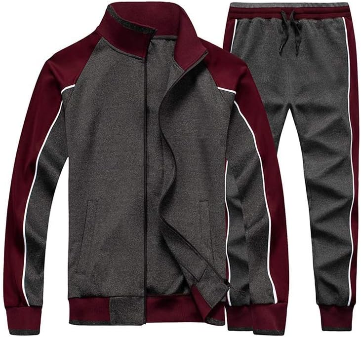 Ensemble Deux Pièces avec Veste Zippée et Pantalon Colorblock pour Homme | Idéal pour Un Usage Quotidien