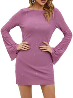 Robe Courte à Manches Longues pour Femme | Idéale pour les Soirées et Événements Festifs