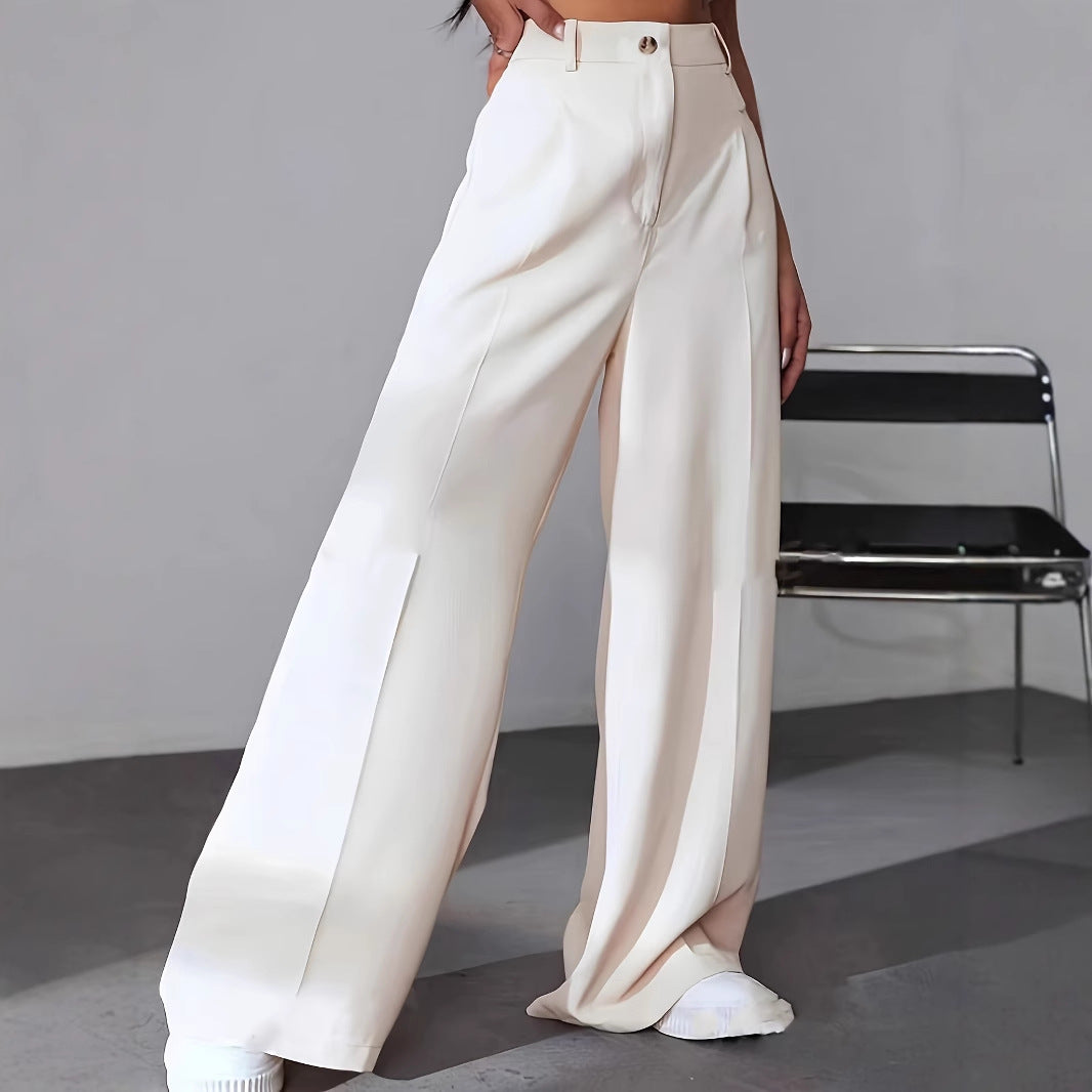 Pantalon Tailleur À Jambe Large Avec Taille Haute Pour Femme | Idéal Pour Usage Professionnel Et Quotidien