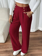 Pantalon Large À Taille Élastique Avec Poches Latérales Pour Femme | Idéal Pour Usage Quotidien