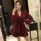 Robe Avec Encolure En V Et Manches Lanterne Pour Femme | Idéale Pour Les Occasions Formelles Et Décontractées
