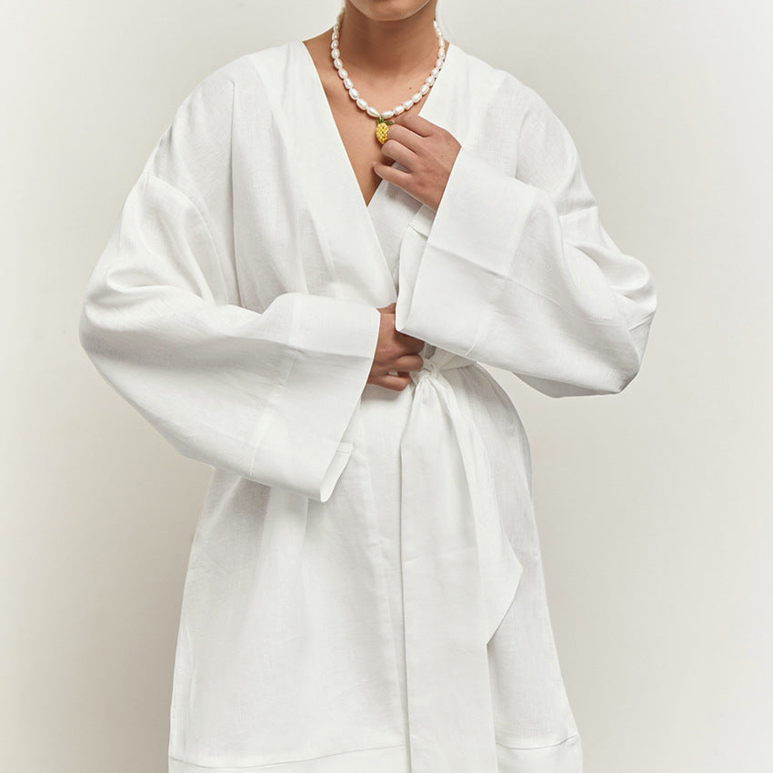 Robe Portefeuille Courte À Manches Longues Avec Ceinture Pour Femme | Idéale Pour Les Journées Décontractées
