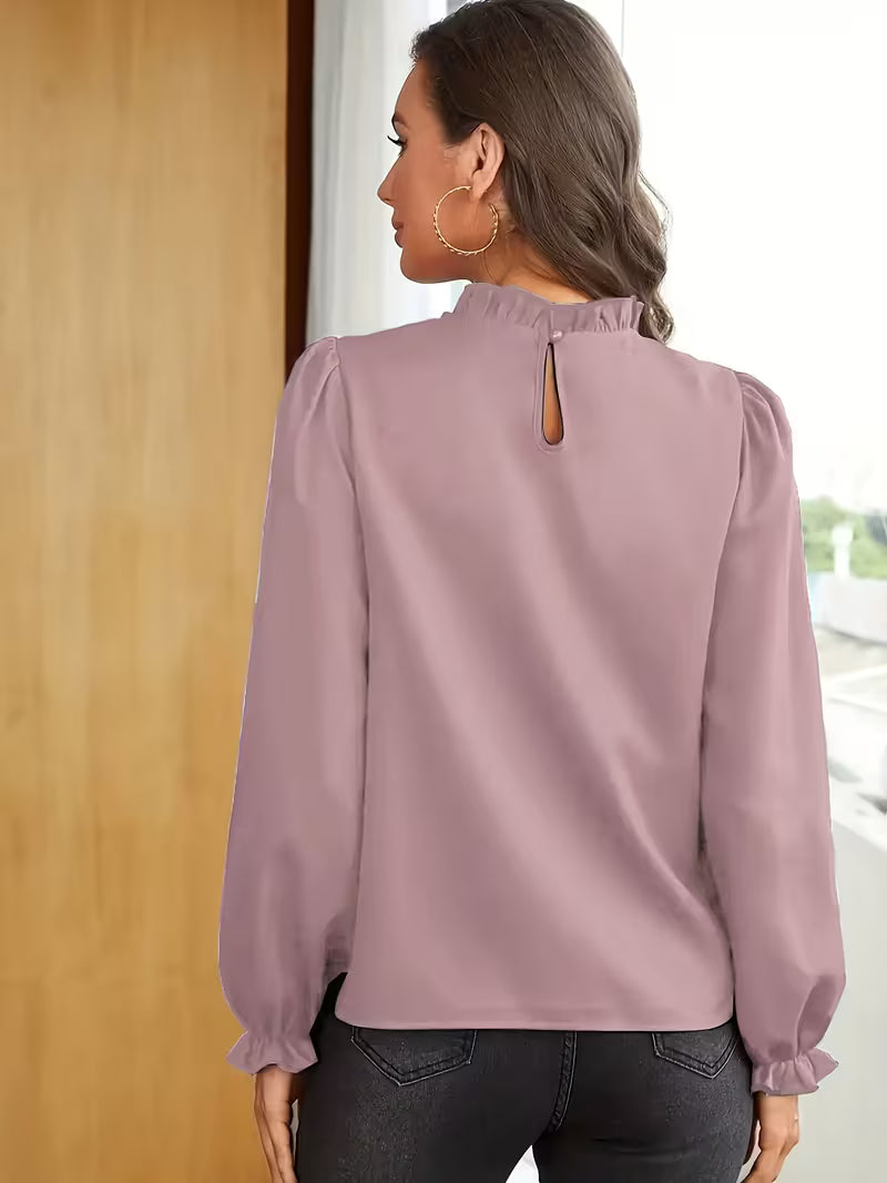 Blouse À Col Volanté Et Manches Bouffantes Pour Femmes | Idéal Pour Usage Quotidien Ou Occasions Décontractées
