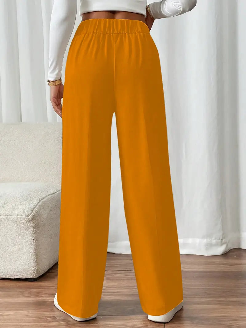Pantalon Large À Taille Élastique Avec Poches Latérales Pour Femme | Idéal Pour Usage Quotidien