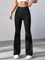 Pantalon Coupe Évasée Avec Tissu À Effet Brillant Pour Femmes | Idéal Pour Occasions Quotidiennes Et Sorties