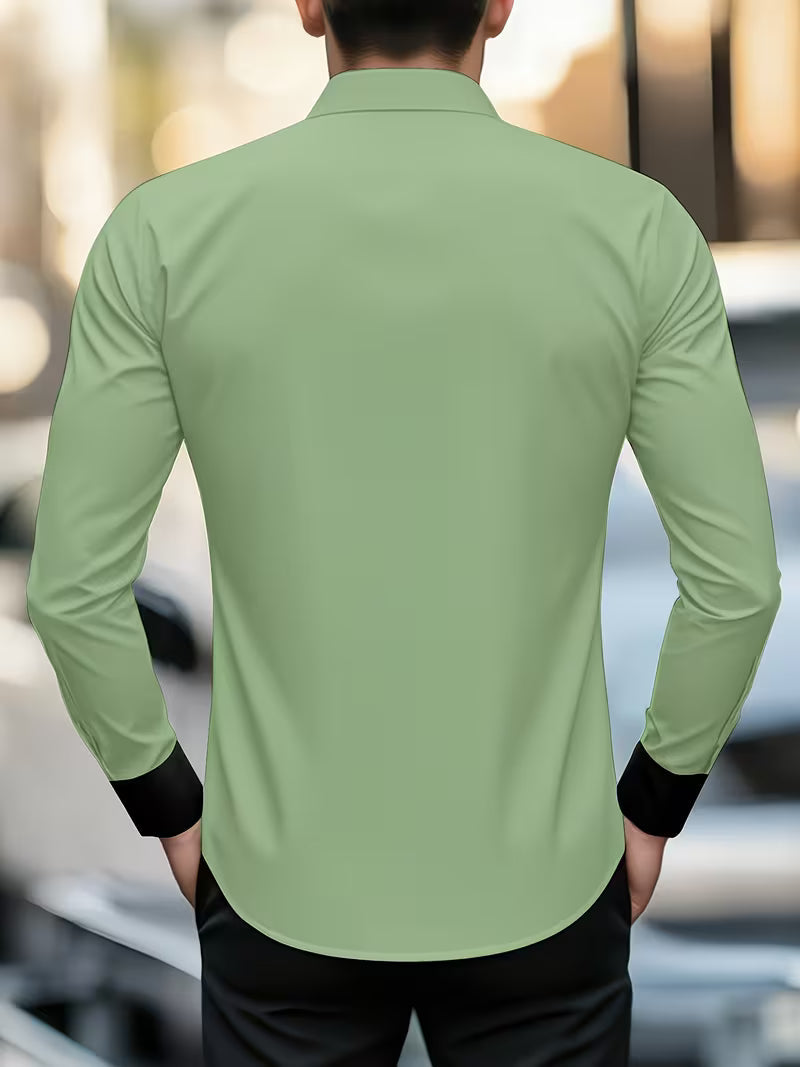 Chemise À Manches Longues Avec Fermeture Boutonnée Et Coupe Ajustée Pour Homme | Idéale Pour Le Bureau Et Les Occasions Formelles