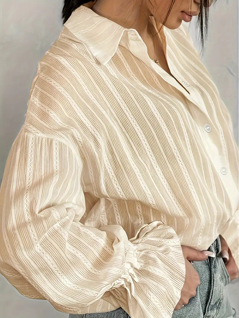 Blouse à Manches Longues avec Détails en Dentelle Verticale pour Femmes | Idéal pour le Bureau et les Occasions Quotidiennes