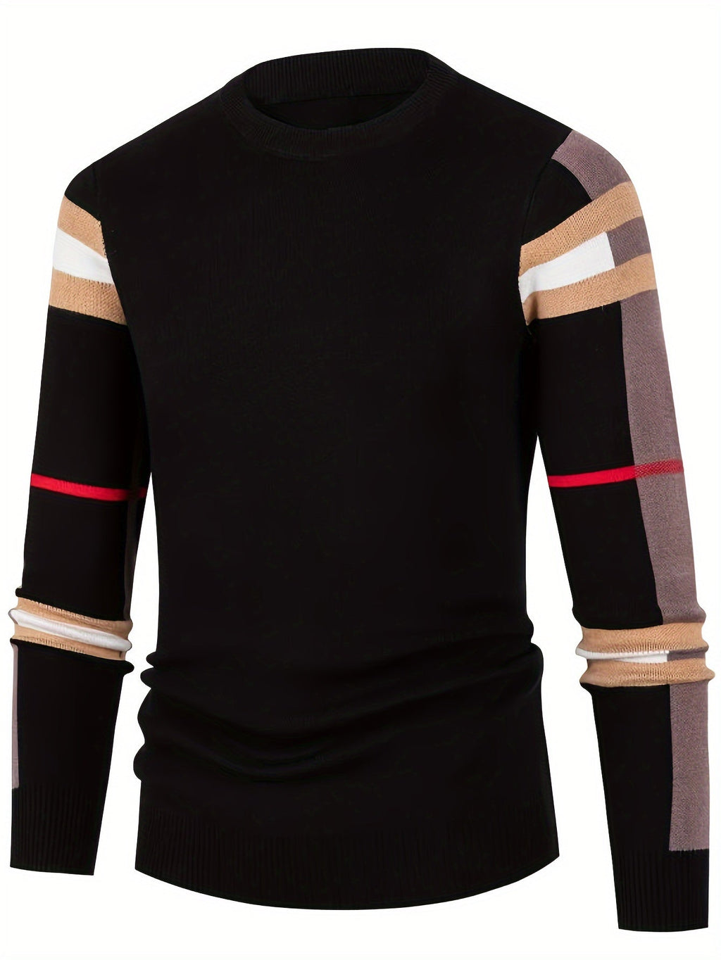 Pull À Manches Longues Avec Motif Rayé Sur Les Manches Pour Hommes | Idéal Pour Un Usage Quotidien