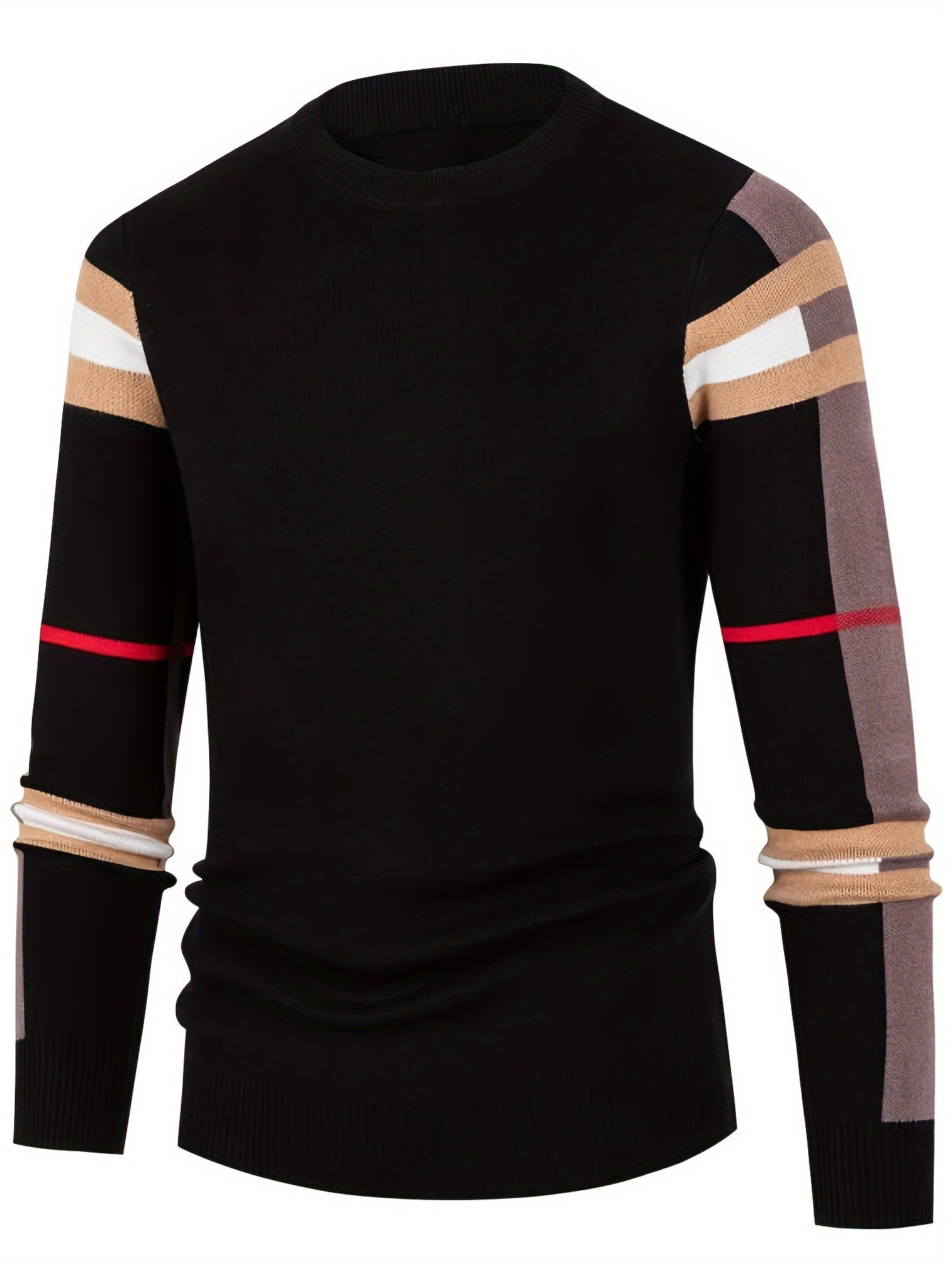 Pull À Manches Longues Avec Motif Rayé Sur Les Manches Pour Hommes | Idéal Pour Un Usage Quotidien