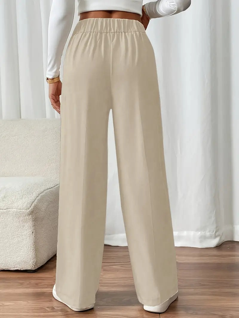 Pantalon Large À Taille Élastique Avec Poches Latérales Pour Femme | Idéal Pour Usage Quotidien