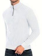 Pull Pour Homme Avec Col Zippé Et Motif Côtelé Pour Adulte | Idéal Pour Usage Quotidien Et Polyvalent