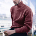 Pull d’Hiver Uni pour Hommes avec Col Montant | Idéal pour la Saison Froide