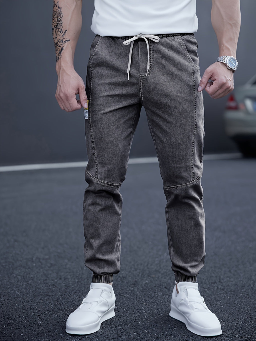 Pantalon Cargo avec Taille Élastiquée et Chevilles Ajustées pour Homme | Idéal pour le Quotidien