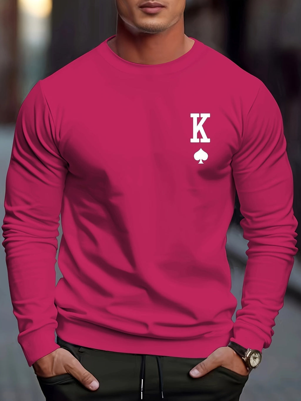 Sweat à Imprimé Spade K et Manches Longues pour Homme | Idéal pour l’Automne et l’Hiver