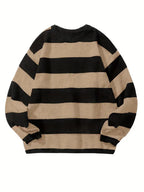 Pull Rayé à Col Rond avec Style Rétro pour Homme | Idéal pour le Quotidien et les Sorties