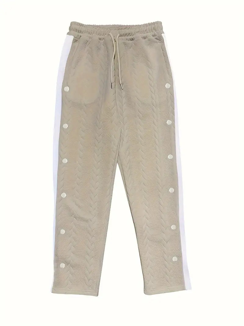 Pantalon Large avec Boutons Latéraux et Taille à Cordon pour Homme | Idéal pour un Usage Quotidien
