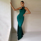 Robe Fishtail Avec Dos Ouvert Et Encolure Halter Pour Femme | Idéale Pour Les Occasions D’Été