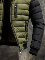 Veste Matelassée Avec Zip Frontal Et Manches Contrastées Pour Homme | Idéale Pour La Saison Froide