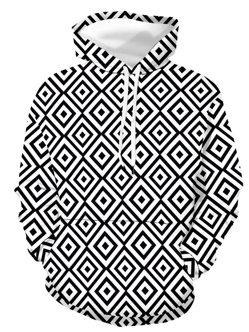 Sweat à Capuche avec Motif Géométrique pour Homme | Idéal pour les Activités Décontractées