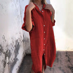 Robe Midi à Boutonnage avec Manches Longues pour Femme | Idéale pour la Saison Estivale et les Occasions Décontractées