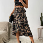 Jupe Midi Taille Haute À Imprimé Animalier Avec Oversize Et Volants Pour Femme | Idéale Pour Le Quotidien Et Les Sorties Planifiées