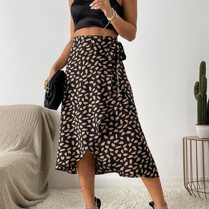 Jupe Midi Taille Haute À Imprimé Animalier Avec Oversize Et Volants Pour Femme | Idéale Pour Le Quotidien Et Les Sorties Planifiées