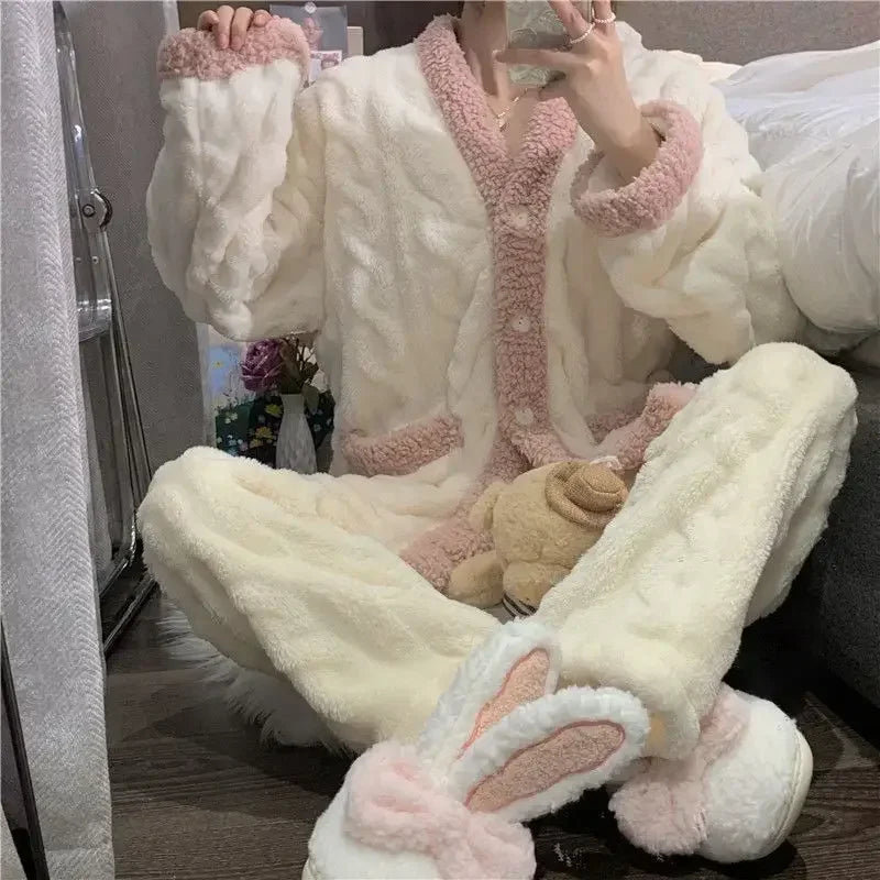 Ensemble Pyjama Deux Pièces À Manches Longues pour Femmes | Idéal pour L’Hiver Et Les Soirées À La Maison