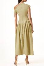 Robe Midi Asymétrique Avec Épaule Dénudée Pour Femme | Idéal Pour Soirées Et Événements