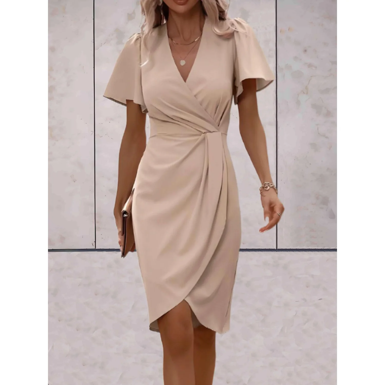 Robe portefeuille à manches fluides pour femmes | Idéal pour les occasions formelles