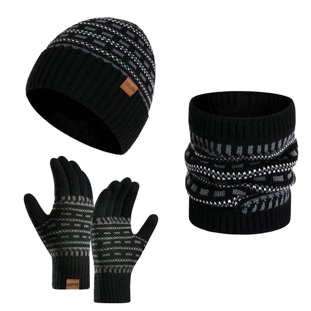 Ensemble Hiver 3 Pièces avec Bonnet, Écharpe et Gants pour Adultes | Idéal pour la Saison Froide