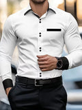 Chemise À Manches Longues Avec Fermeture Boutonnée Et Coupe Ajustée Pour Homme | Idéale Pour Le Bureau Et Les Occasions Formelles