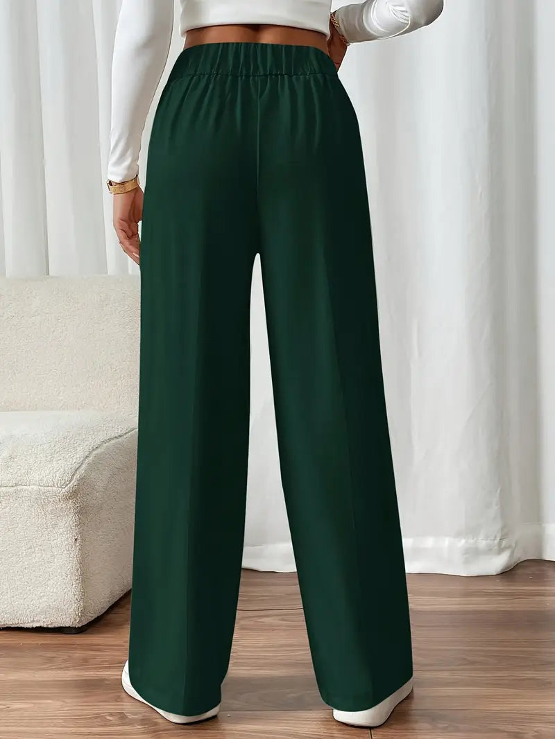 Pantalon Large À Taille Élastique Avec Poches Latérales Pour Femme | Idéal Pour Usage Quotidien