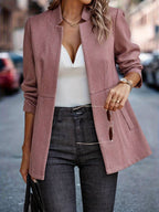 Blazer Rayé Avec Col Montant Pour Femmes | Idéal Pour Le Bureau Et Les Sorties