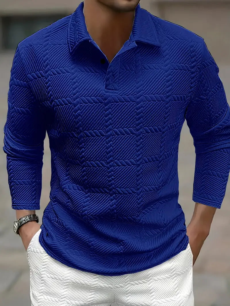 Chemise À Boutons Avec Motif Texturé Pour Homme | Idéale Pour Bureau Et Sorties