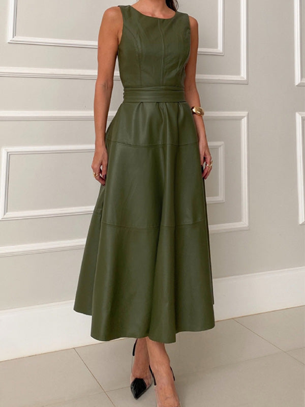 Robe Midi Sans Manches Avec Jupe Évasée Pour Femme | Idéal Pour Travail Et Occasions