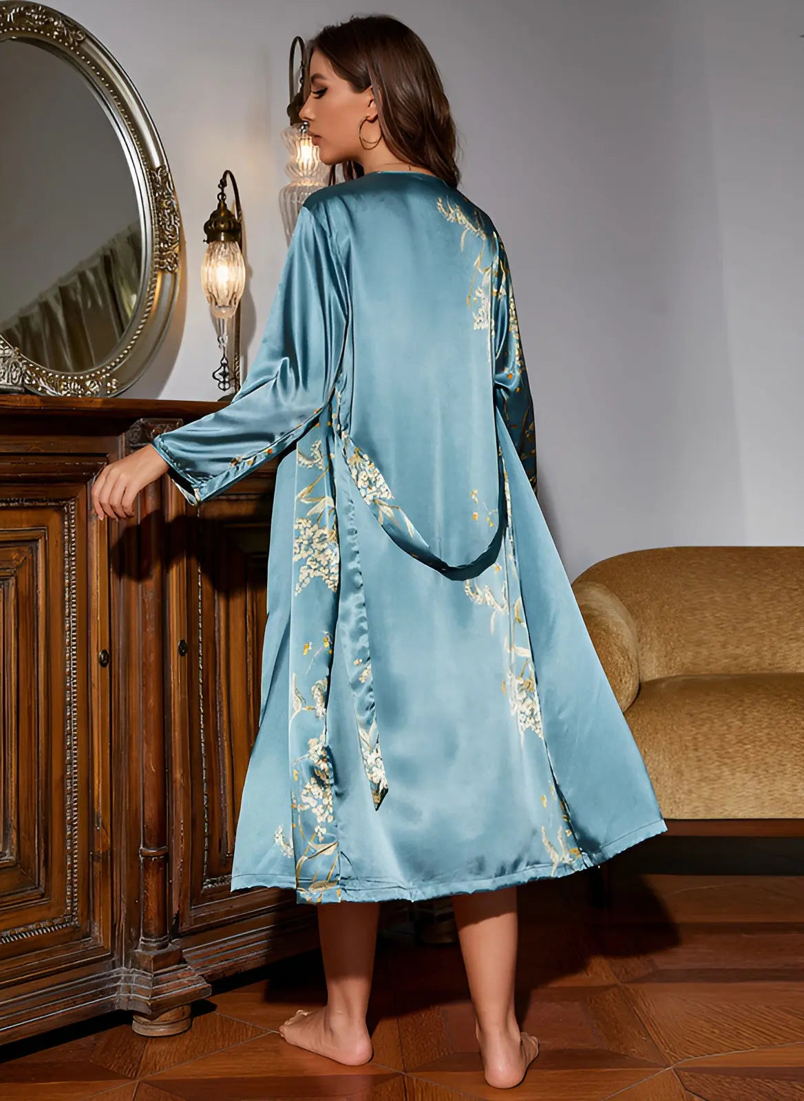 Ensemble Kimono 2 Pièces avec Motifs Floraux pour Femme | Idéal pour La Détente À La Maison
