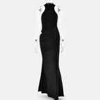 Robe Maxi Avec Col Montant Et Coupe Ajustée Pour Femme | Idéale Pour Les Occasions Formelles