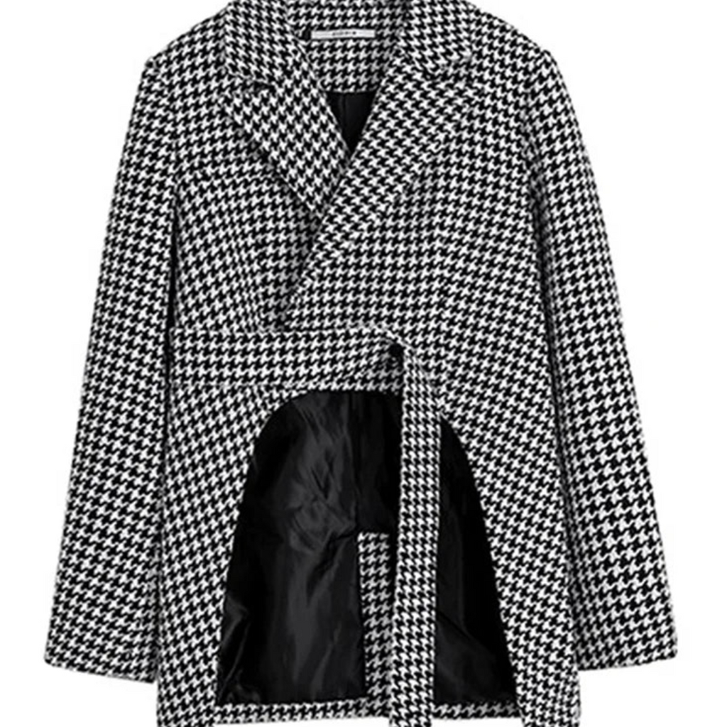 Blazer Motif Pied-De-Poule À Manches Longues Avec Bouton Unique Pour Femme | Idéal Pour Le Travail Et Les Sortiesames