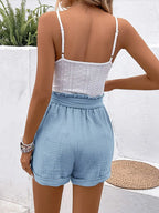Ensemble Avec Débardeur Sans Manches Et Short Taille Haute Pour Femme | Idéal Pour Les Sorties Estivales