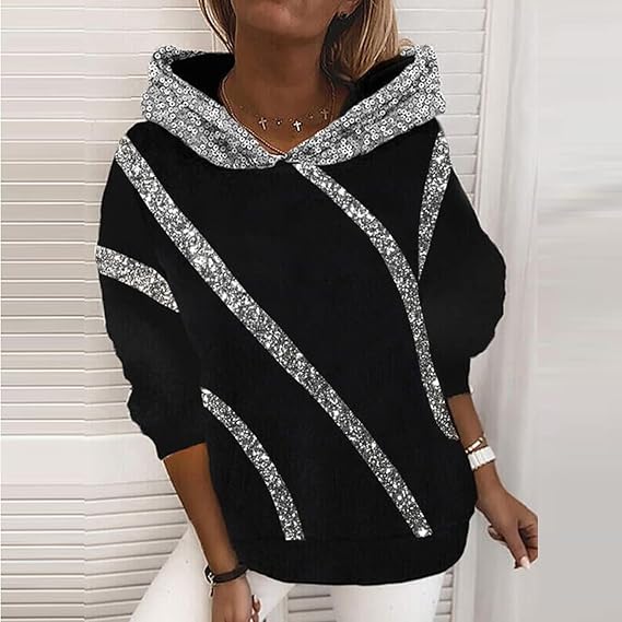 Sweat À Capuche avec Détails Pailletés pour Femme | Idéal pour Les Sorties Décontractées