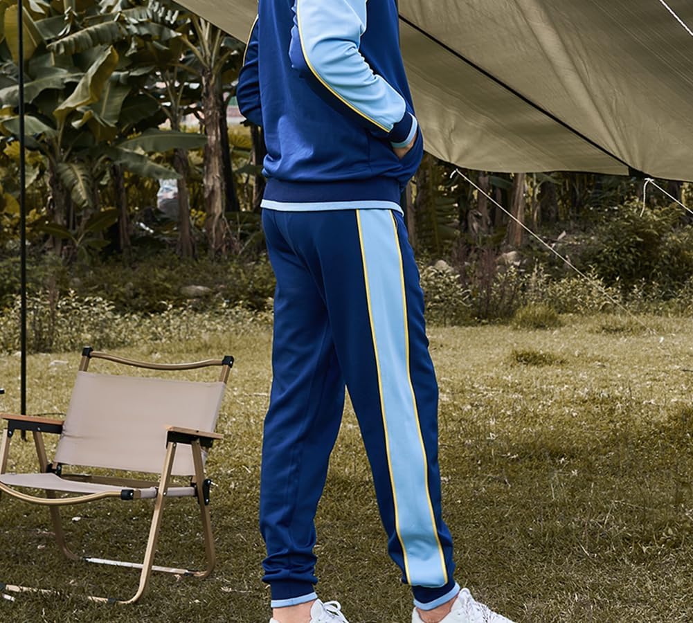 Ensemble Deux Pièces avec Veste Zippée et Pantalon Colorblock pour Homme | Idéal pour Un Usage Quotidien