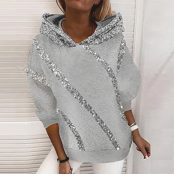 Sweat À Capuche avec Détails Pailletés pour Femme | Idéal pour Les Sorties Décontractées